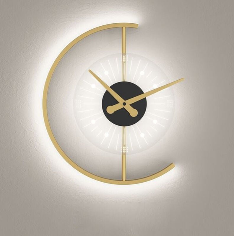 Wanduhr, moderne Uhr, Wandlampe, Wohnzimmer, Schlafzimmer, Nachttisch, Gang, Loft, golden, exquisites Acryl, Heimdesign,...