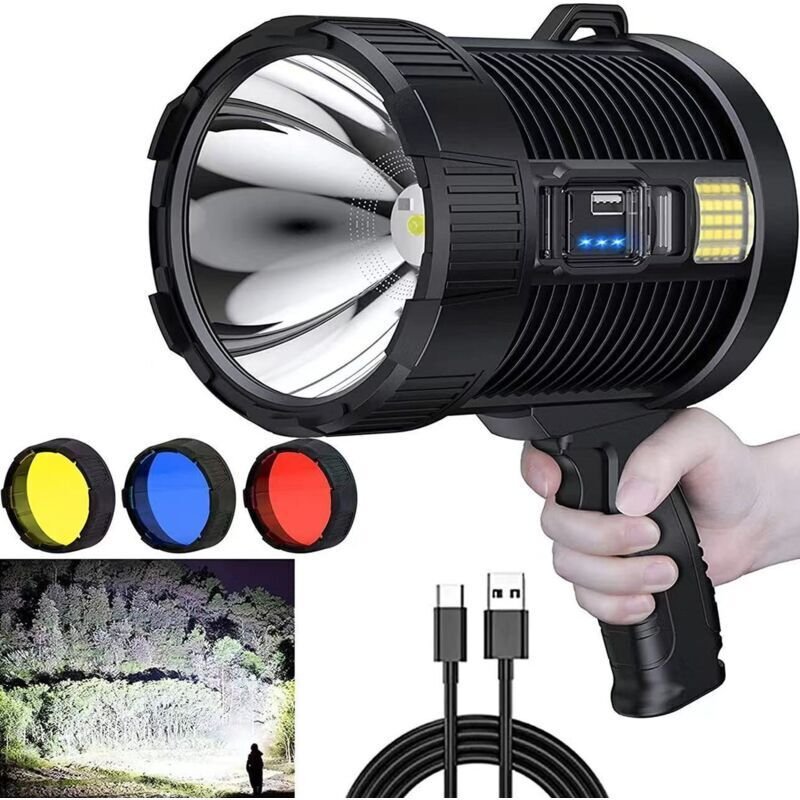 Wiederaufladbarer Scheinwerfer, 25 Lumen LED-Handscheinwerfer, große Taschenlampe, superheller Solar-Außenscheinwerfer, ...