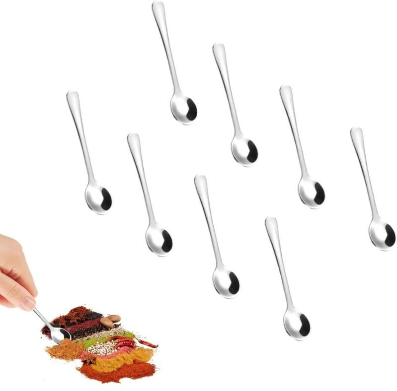 8-teiliges Set Edelstahl-Teelöffel, Mini-Espressolöffel, 7,5 cm, niedliche kleine Edelstahllöffel für Gewürze, Salz, Hon...