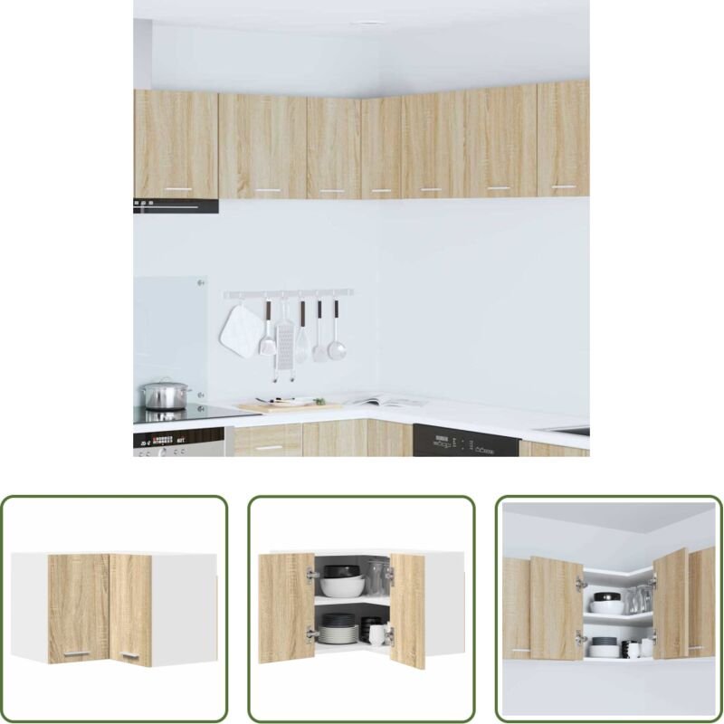 vidaXL Holzschrank - Hängeschrank mit Speicher Sonoma-Eiche und Weiß 57 x 57 x 40 cm