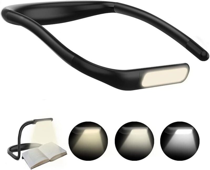 Linghhang - Wiederaufladbares Leselicht zum Umhängen, faltbare LED-Schreibtischlampe mit 1800 mAh, stufenloses Dimmen un...