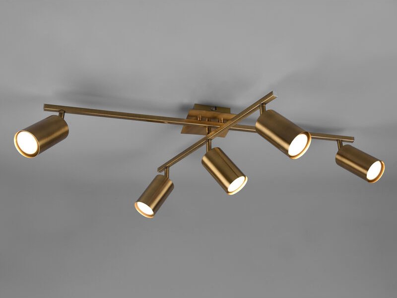 Trio - Deckenstrahler marley Altmessing 5-flammig, Arme verstellbar, Breite 77,5cm