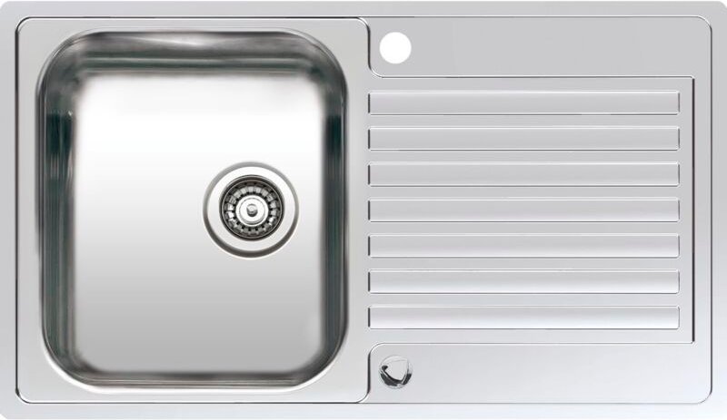 Einbauspüle Centurio R10 Edelstahl Becken mit Tropftasse 860x500mm, inkl. Drehknopf-Siebkorbüberlaufventil - Reginox
