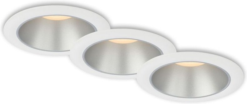 Briloner - led Einbauleuchten Bad 3er-Set Innenreflektor silber 4,9W Ø9,5 cm weiß