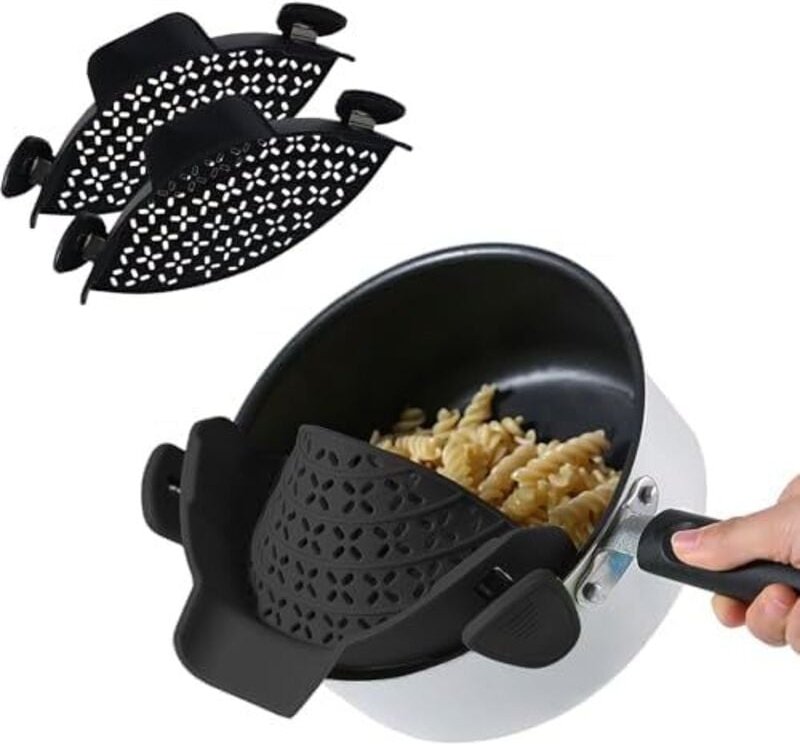 Csparkv - 22,5 cm x 11,4 cm Silikon-Sieb zum Aufstecken, 2er-Pack Küchenzubehör und Aufbewahrung, passend für universell...