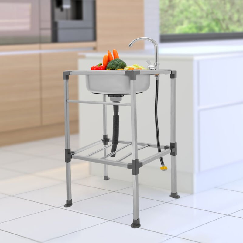 Küchenspüle, Edelstahl-Küchenspüle, Freistehende Spüle 483583cm