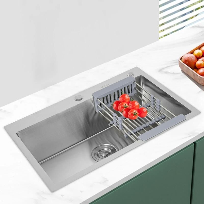 Wasserfall-Küchenspüle aus Edelstahl 304, großes Einzelbecken, integriertes digitales System