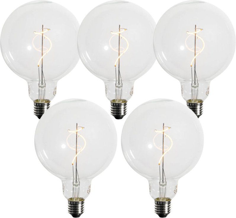 Luedd - 5er-Set E27 Dimmbare LED-Glühbirnen Spiralfilament G125 4W 270 lm 2200K