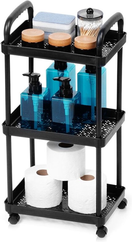 Mobiler Regalwagen mit 3 Ebenen für Küche und Badezimmer auf Rädern