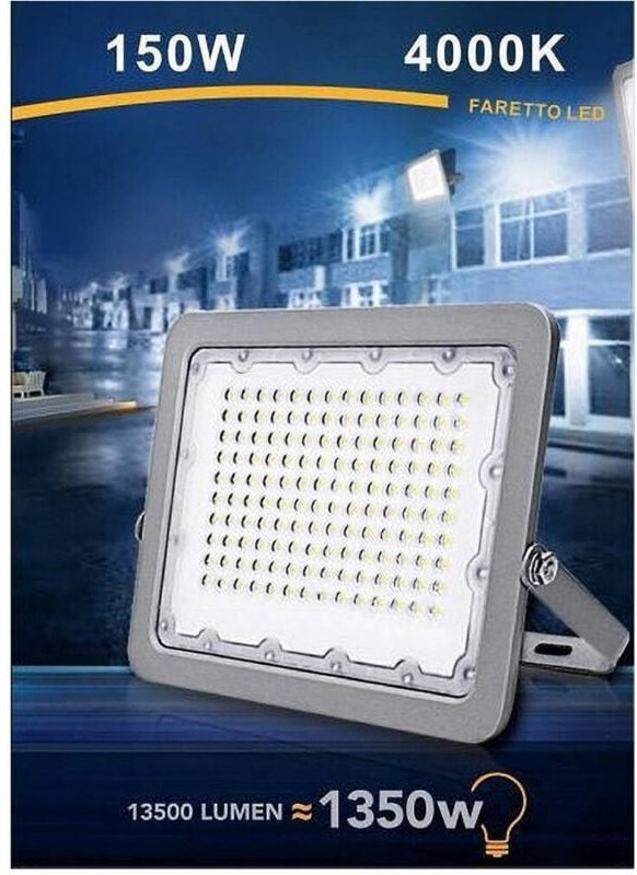 Trade Shop - faro led 150W proiettore esterno IP65 grigio luce 6500K 4000K 3000K FS150W-G5 -