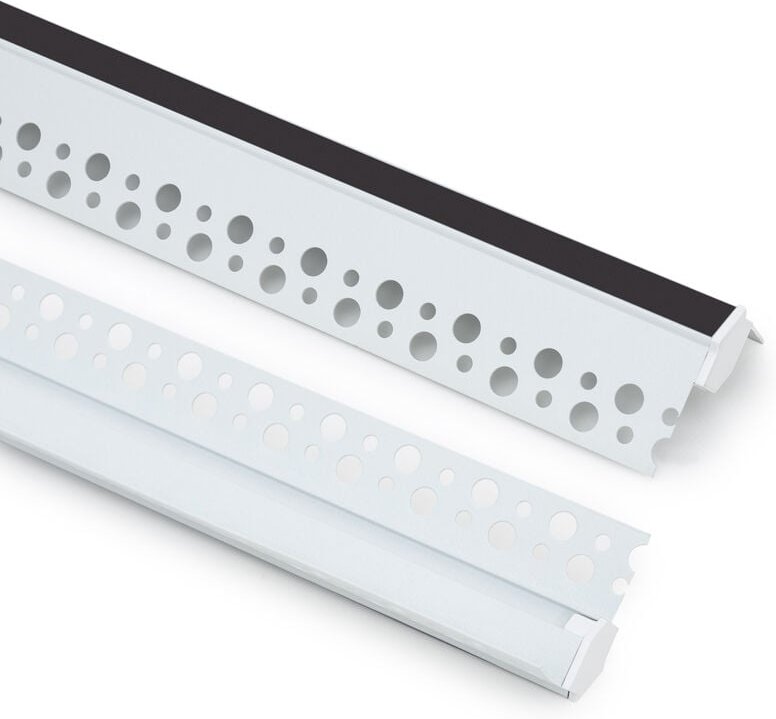 Aluminiumprofil Gipseinbau Ecke Arista für led Streifen bis 9 mm mit durchgehender Abdeckung Weiß 6 m Schwarz transluzen...