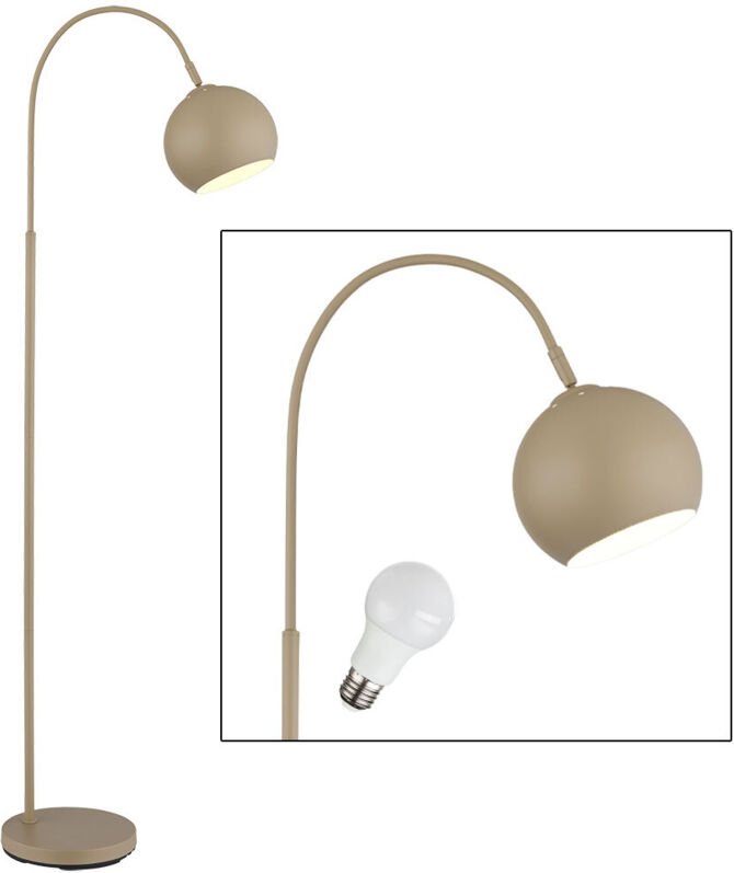 Led Stehleuchte Bogenstehlampe Stehlampe sandfarben Bogenlampe Wohnzimmer, Metall, 9W 810lm warmweiß, LxBxH 46x25x150 cm