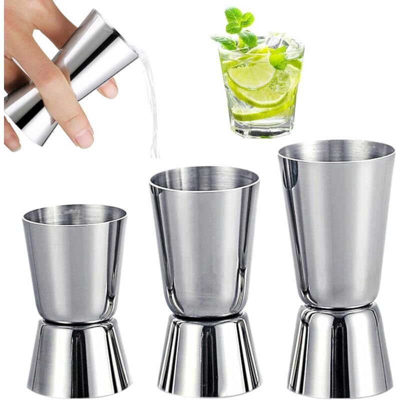 3-teiliges Cocktail-Jigger-Set – Edelstahl, Alkohol-Jigger, Cocktail-Messbecher, Doppel-Alkohol-Jigger, 30 ml, 40 ml, 50...