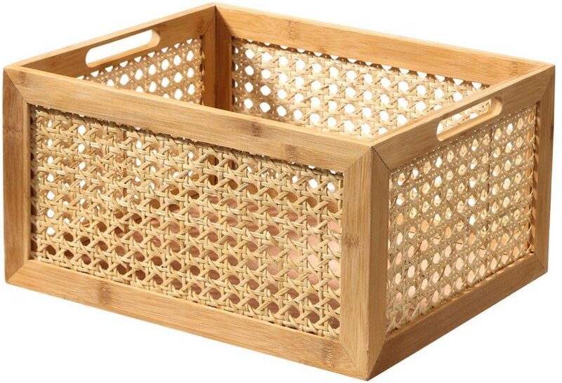 Calicosy - Aufbewahrungsbox Bambus und Rattan Große Größe – L35x28x18 cm
