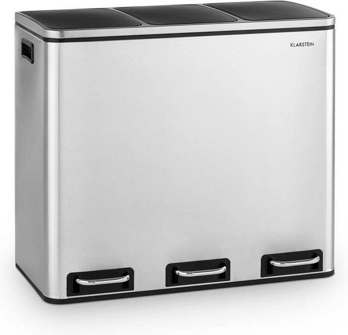 Klarstein - Grandmaster Trash Treteimer 54l / 3x18L geräuschlos pp Edelstahl