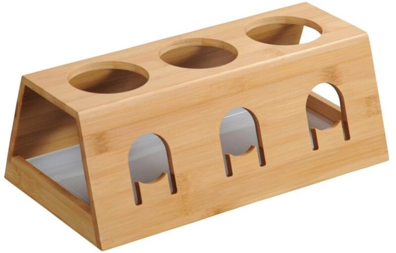 Flaschenhalter für Wasserflaschen aus Bambus Abtropfgestell für 3 Flaschen Flaschenständer Abtropfständer