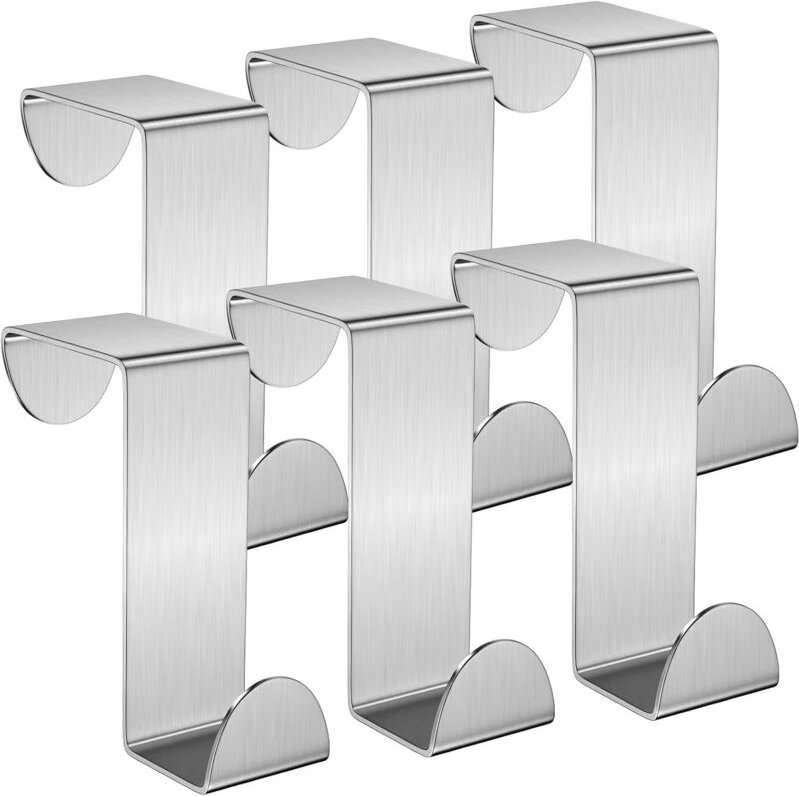 Ersandy - Türhaken, 6er-Set, Garderobenleiste für Tür, Edelstahl-Türhaken für Standardtür, Schublade, Schrank, Kleidersc...