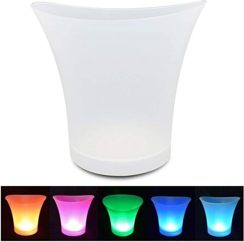 LED-Eiskübel, 5-Liter-LED-Champagnerkühler, mehrfarbiger Farbwechsel, geeignet für Partys/Zuhause/Bars/Clubs, wasserdich...