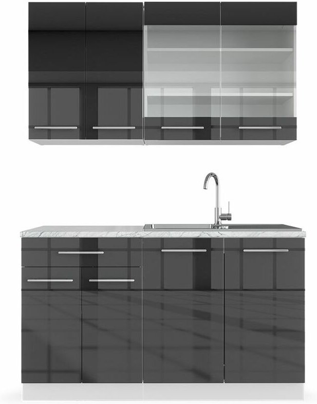 Vicco - Singleküche Fame-Line, Anthrazit, 140 cm ohne Arbeitsplatte