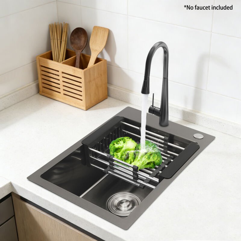 Küchenspüle mit Abflusskorb, Moderne Spülbecken, Einschüssel Küchenspüle