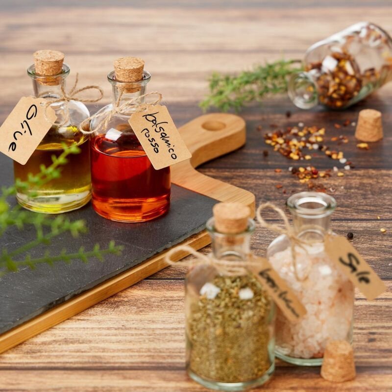 Dekoratives Glasflaschen-Set mit Korkdeckel, 6er-Pack