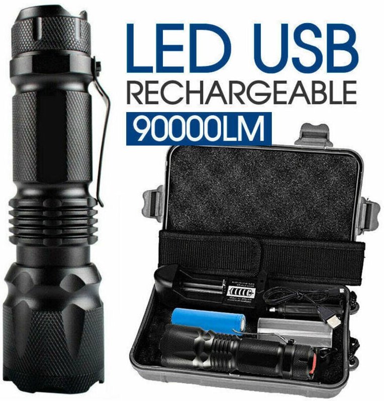 Helle Taschenlampe mit Zoom-Fokus-Beleuchtung, L2-Taschenlampe, Mini-Taschenlampe, tragbar, wiederaufladbar, starke Tasc...