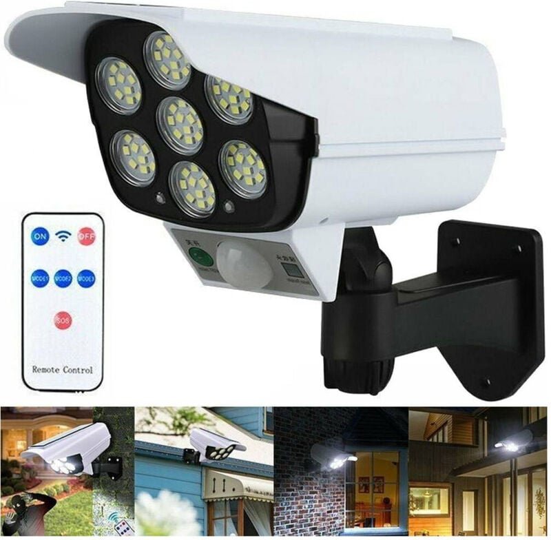 Trade Shop Traesio - Trade Shop - telecamera finta pannello solare mit sensor movement 77 led faretto luce -