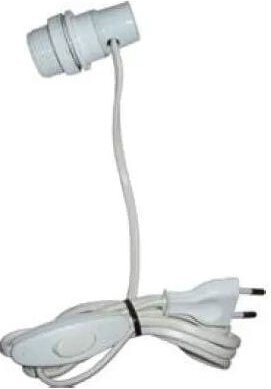 Adapter Flaschenbirne E14 mit Schalter und Stecker 2x0.75 auf 1.5m, weiss