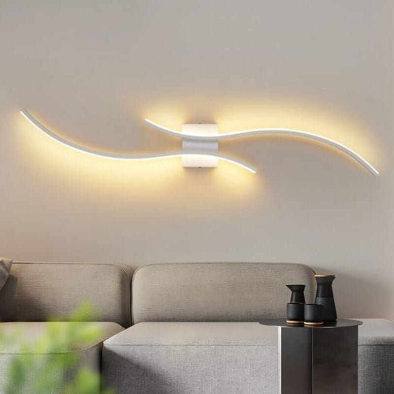 Wandlampe Innen led Wandleuchte - 14W 1800lm Flurlampe 100CM Weiß Treppenhauslampe Modern Welle Design 3000K Warmweiß Mi...