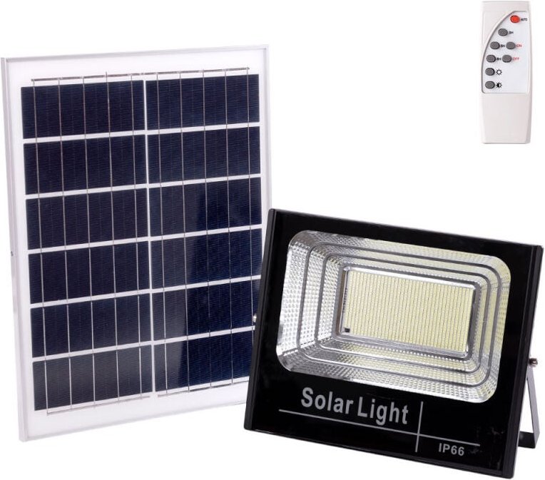 Greenice - Solar-LED-Flutlicht, 200 w, 6500 k, Panel: 6 V/20 w, Batterie: 3,2 V/15000 mAh, Fernbedienung [HO-SOLARFL-200...