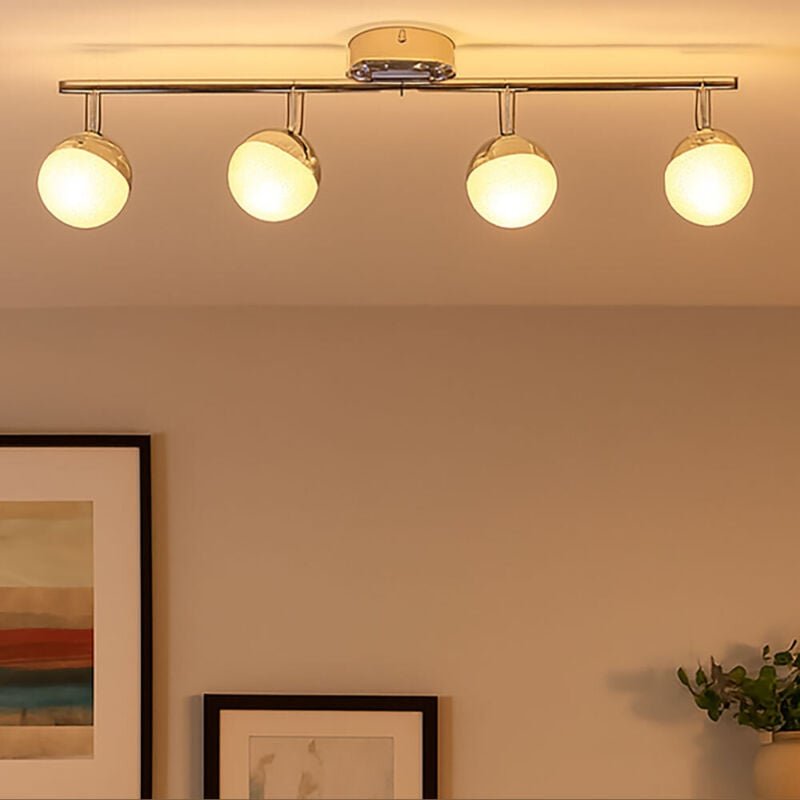 Globo Lighting - led Spotleiste Kristalle Deckenleuchte verchromt Deckenlampe schwenkbar Kugeln, 4x 5W 300Lm warmweiß, L...