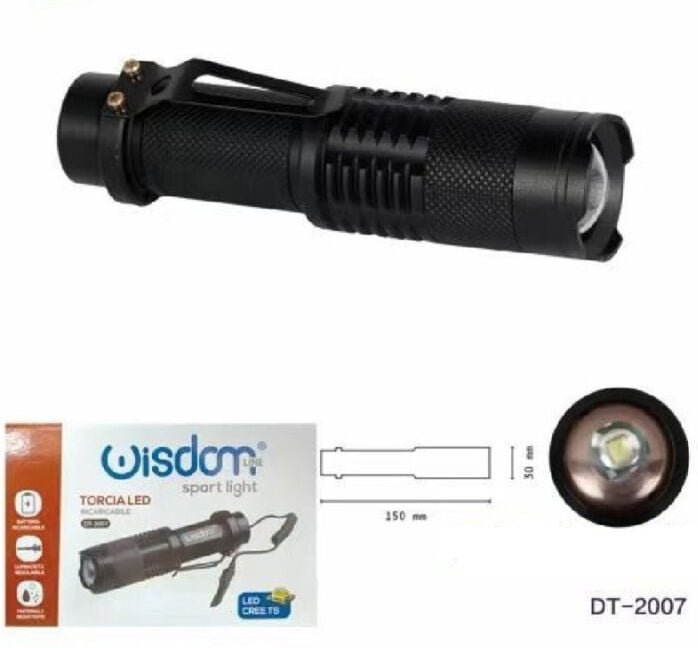 Trade Shop Traesio - Trade Shop - cree led-taschenlampe T6 batterie wiederaufladbar usb auto helligkeit einstellbar DT-2...