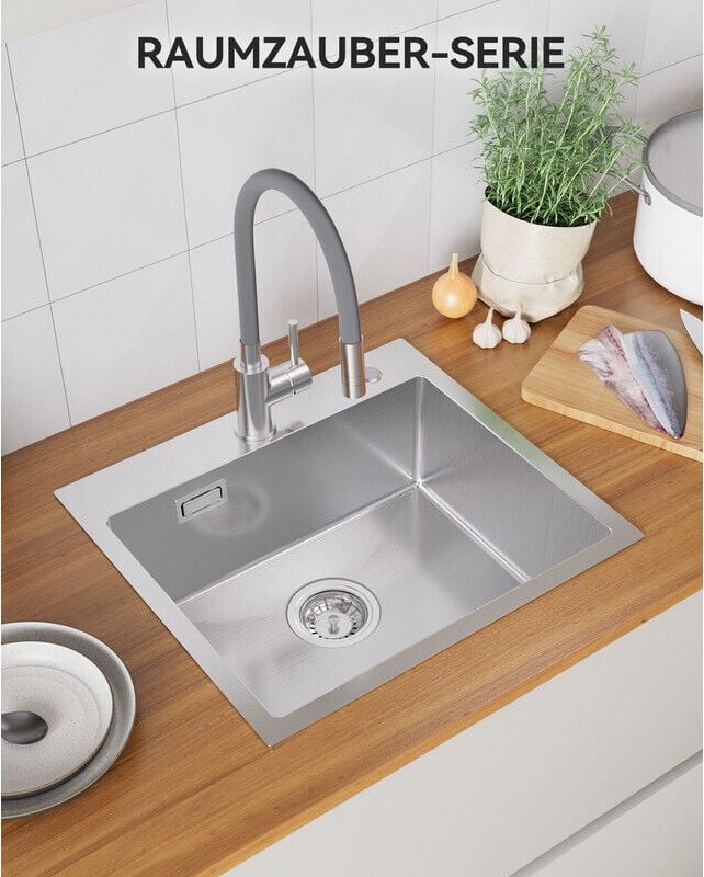 Edelstahl Küchenspüle 50 x 45 cm Unterbauspüle 50/45 cm Aufsatzspüle, gebürstet