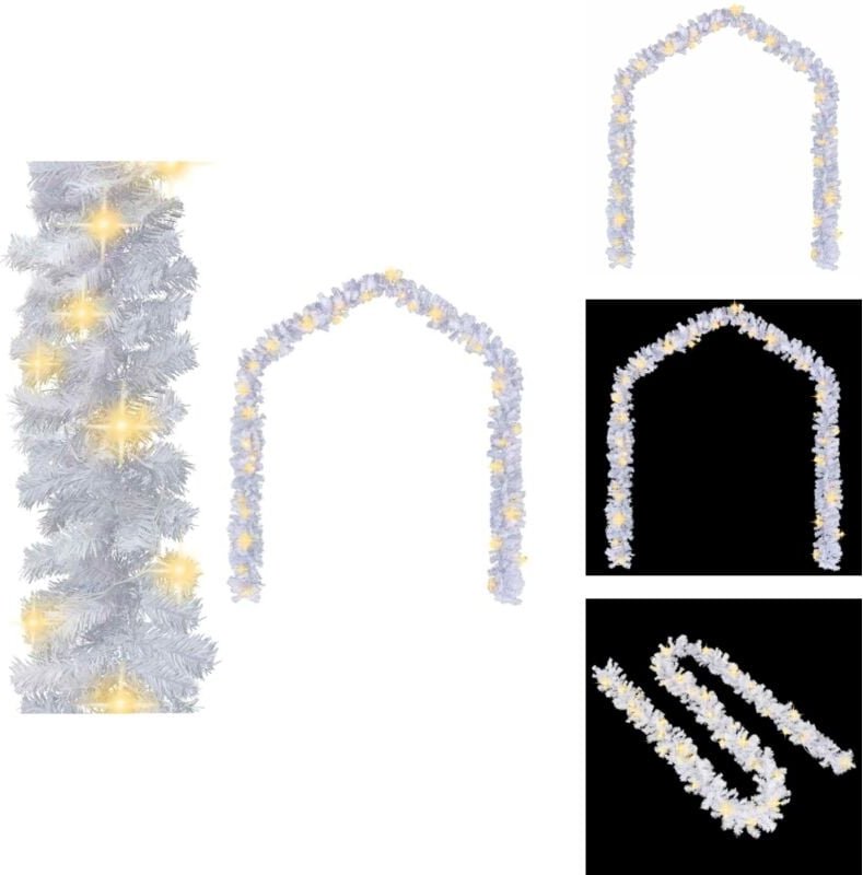 Weihnachtsgirlande mit LED-Lichtern 5 m Weiß - Weihnachtsdeko - Weihnachtsgirlande - LED-Girlande - Weiße Beleuchtung - ...