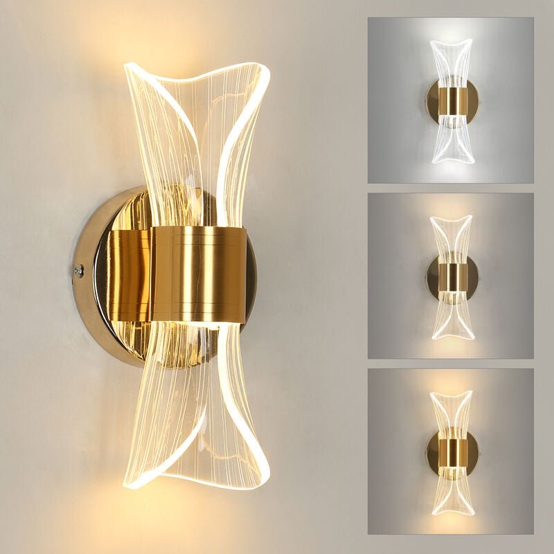 Comely - led Wandleuchte für Innenbereich 12W Moderne Dimmbare Wandleuchte, Acrylic Metal Lighting, Goldene Leuchte für ...