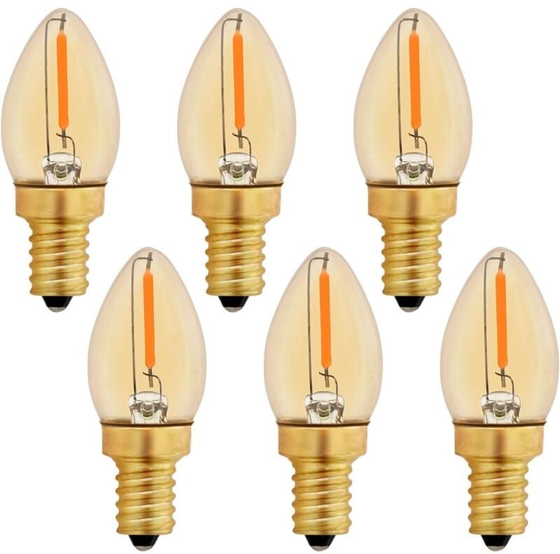 C7 E12 LED-Glühbirne 220 V, Vintage-Edison-Kerzenglühbirne E12 0,5 W, Ersatz für 5 W, bernsteinfarbene E12-LED-Glühbirne...