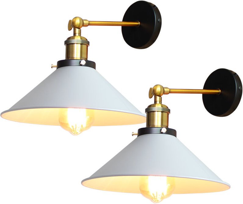 2 Pcs Wandlampe Industrielle Metall Eisen Wandleuchte E27 Verstellbare für Wohnzimmer Schlafzimmer Büro Küche Flur 22cm,...