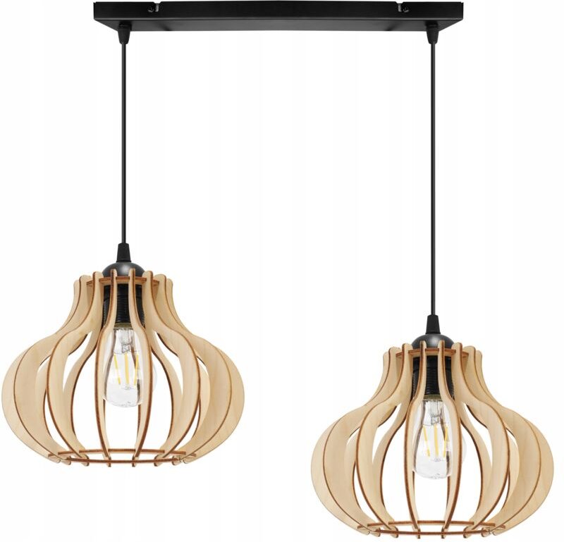 Hängelampe, Deckenleuchter, Holz, LED-Lampenschirm