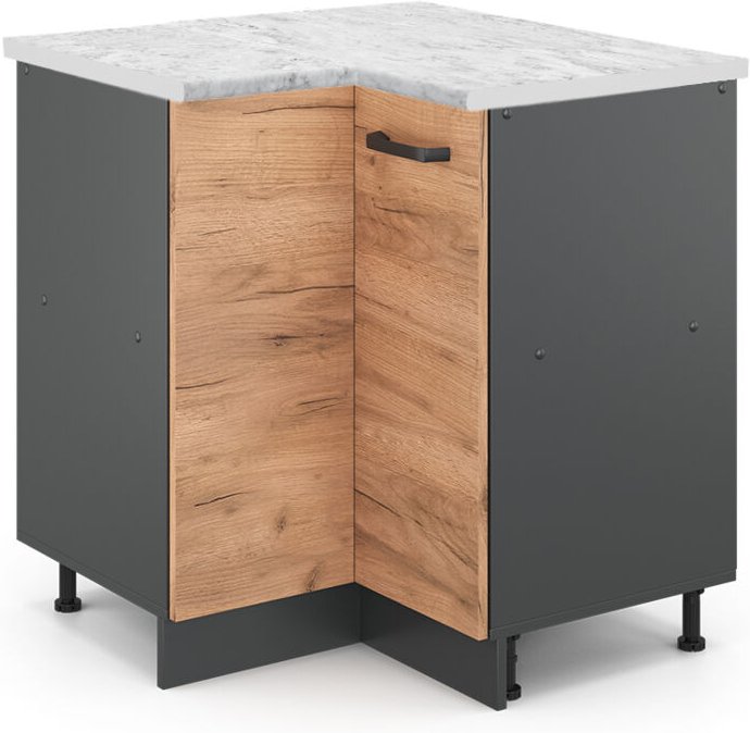 Vicco - Eckunterschrank R-Line, Goldkraft Eiche, 75.6 cm ap Marmor