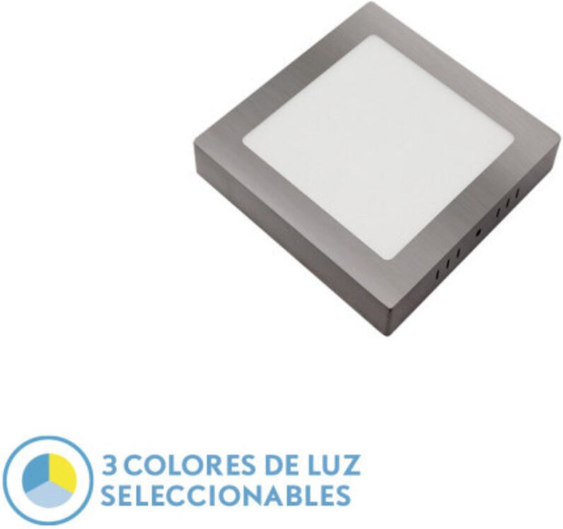 Fabrilamp - Downlight Superf.gabro 12w 3000k-4000k-6500k Nickel 1080lm 3x17x17 Cm