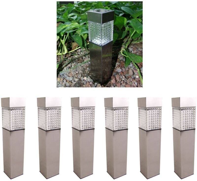 Buri - 6x Solar Gartenwegeleuchte 27,7cm led Gartenlampe Solarleuchte Außenleuchte Deko
