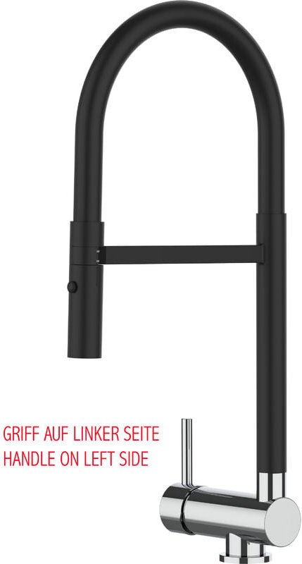 Unterfenster Wasserhahn Vorfenster Umklappbar 6 CM Verchromt und Schwarz Matt Kuechenarmatur mit 360 schwenkbarem schwar...