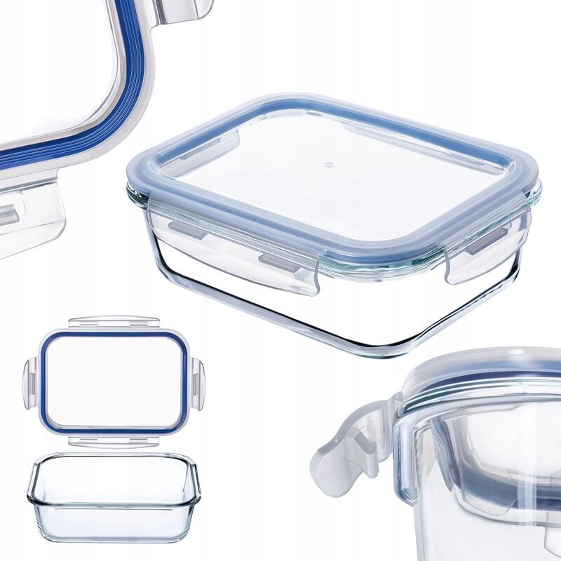 KADAX Glasbehälter mit Deckel, Lebensmittelbehälter, Rechteckig, 640 ml