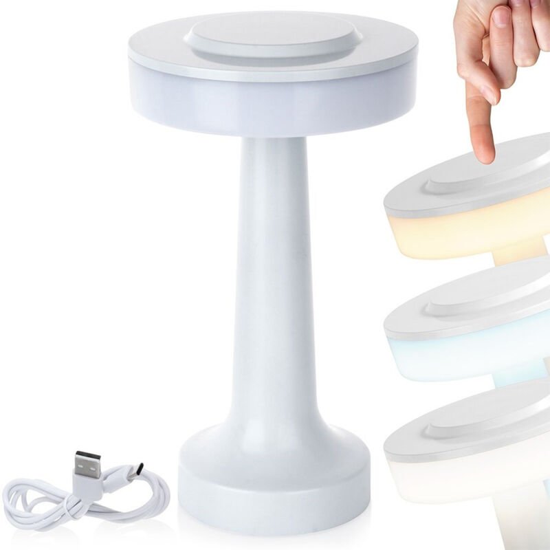 Led table lamp white wireless 3 lighting modes 21 cm