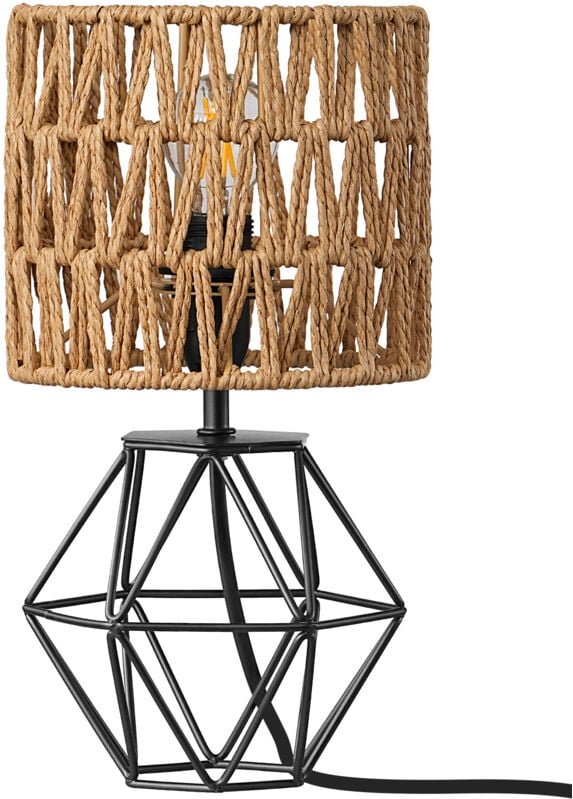 EDISHINE Tischlampe Wohnzimmer, 2700K warmweiß Boho Tischleuchte, E14 Nachttischlampe Vintage für Schlafzimmer, 29 cm, i...