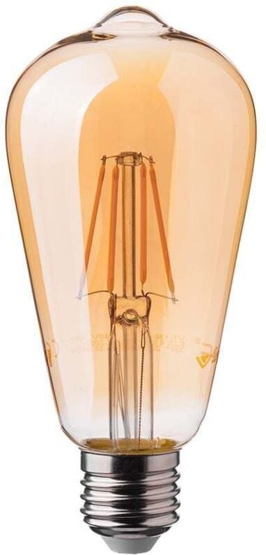 V-tac - E27 6W ST64 LED-Glühbirne, Filament, Bernstein, Warmweiß
