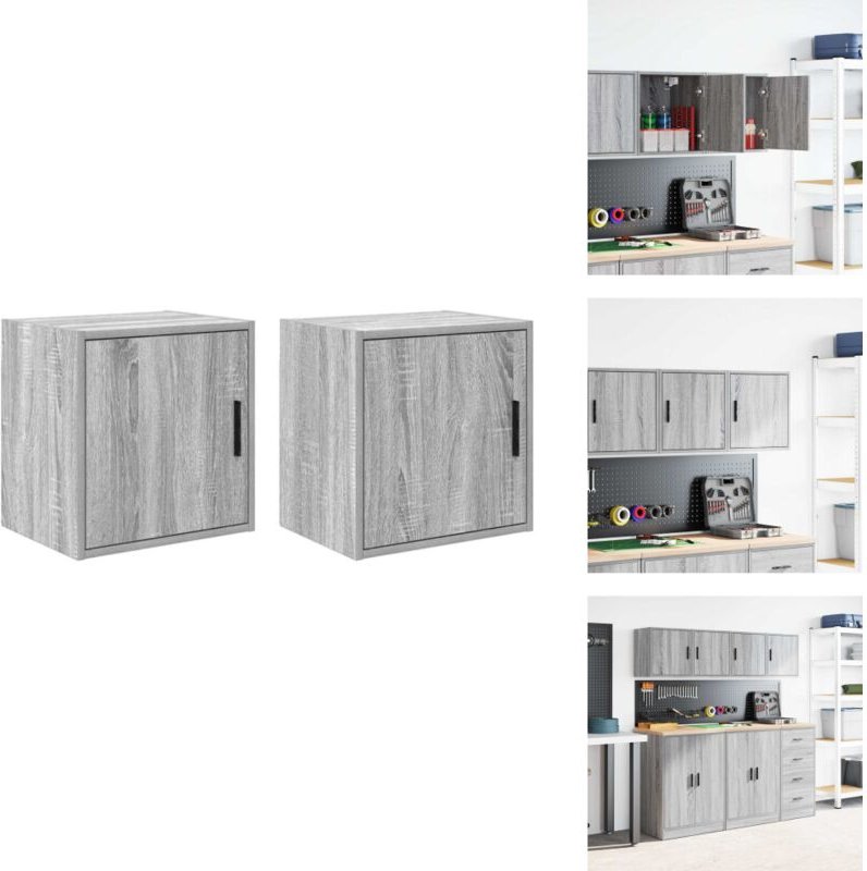 Garagen-Wandschränke 2 Stk. Grau Sonoma Holzwerkstoff - Garagen-Wandschrank - Garagen-Wandschränke - Schrank - Garagen-L...