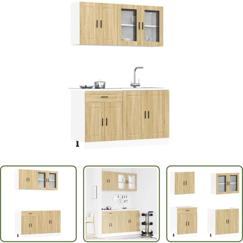 Küchenschränke - 4-tlg. Küchenschrank-Set Porto Sonoma-Eiche Holzwerkstoff