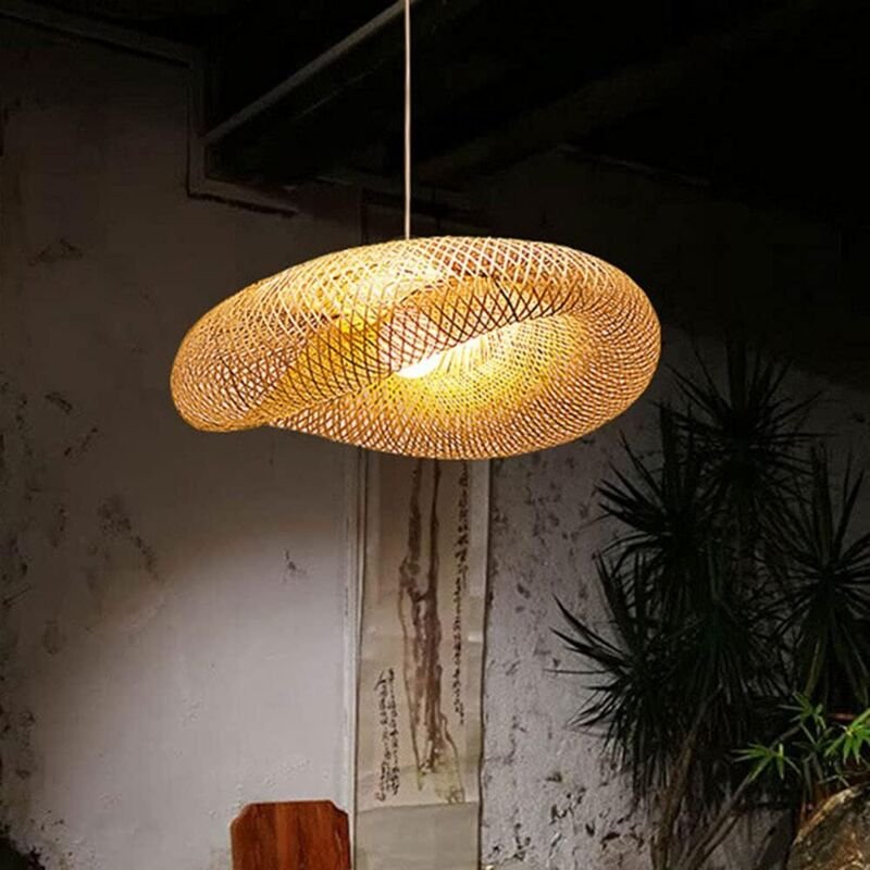 Rattan-Pendelleuchte, Korb-Hängeleuchte, japanischer Stil, Vintage-Industrie-Pendelleuchte, Deckenleuchter, Hängedekorat...