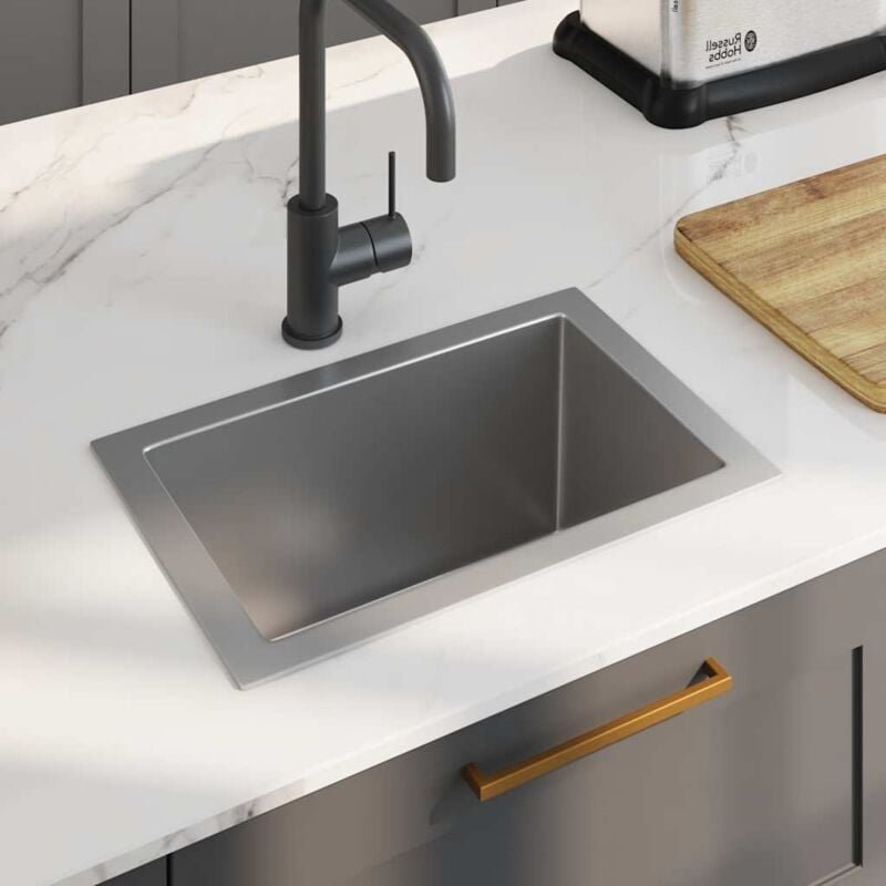Thumbnail - Küchenspüle Handgemachte Einbauspüle Spülen mit 1 Becken Spülbecken mit Sieb Edelstahl DE98901
